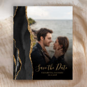Budget 5-Foto Black Gold Agate Save the Date Karte