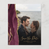 Budget 5 Foto Burgundy Gold Agate Save the Date (Vorderseite)