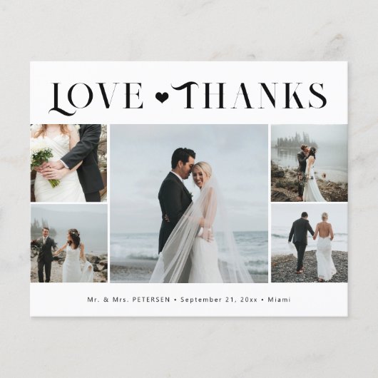 Budget 5 Foto Collage Moderne Hochzeit danke Flyer (Vorne)