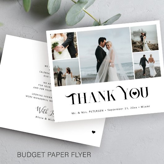 Budget 5 Foto Collage Moderne Hochzeit danke Flyer