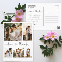Budget 5 Foto Collage Wedding Danke Postcard