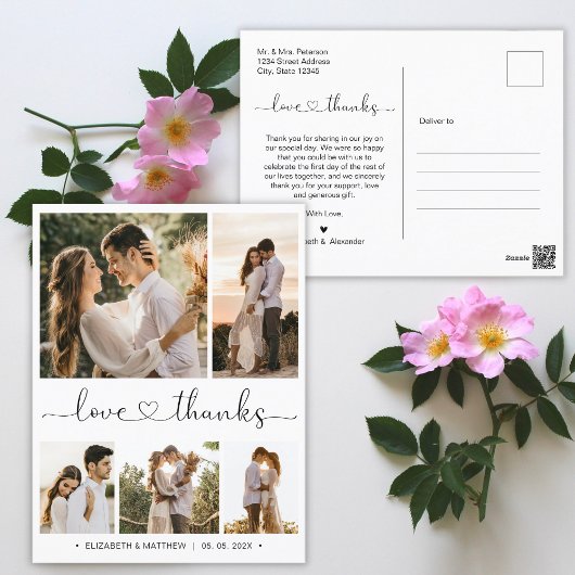 Budget 5 Foto Collage Wedding Danke Postcard Postkarte