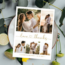 Budget 5 Foto Collage Wedding Danke Postcard