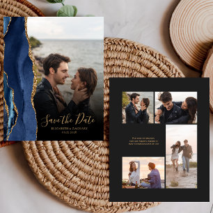 Budget 5-Foto Navy Blau Gold Achat Save-the-Date-K