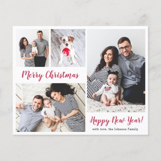 Budget 5 Foto Rote Schrift Weihnachtskarten (Vorderseite)