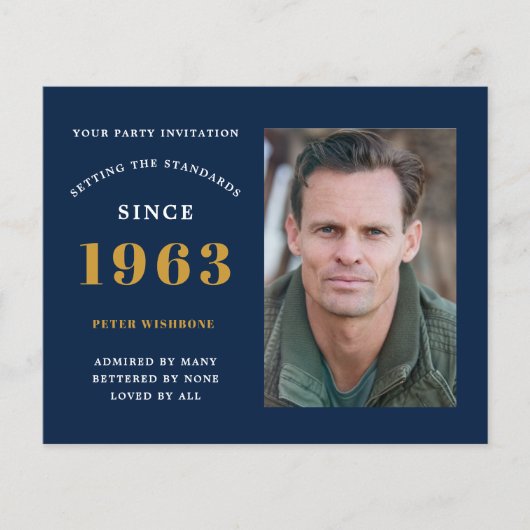 Budget 60. Geburtstag Einladung 1963 Name Foto Flyer (Vorne)