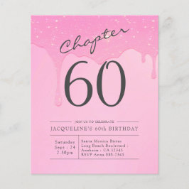Budget 60. Geburtstag Pink Gray Einladung Flyer