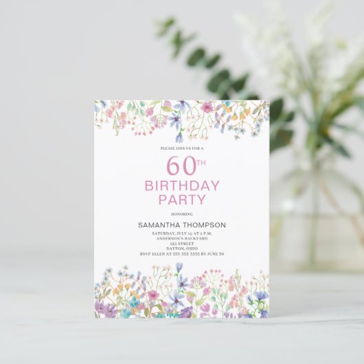 Budget 60. Geburtstag Rosa Blumenladen (Stehend Vorderseite)