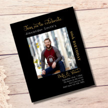 Budget 60. Geburtstag Schwarze Einladung