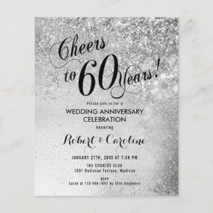 Budget 60. Hochzeitstag Silber Einladung Flyer