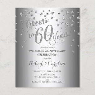Budget 60. Hochzeitstag - Silberne weiße Einladung Flyer