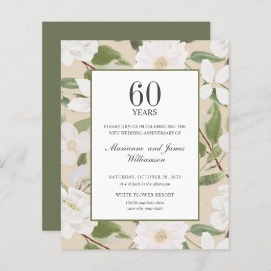 Budget 60 Jahre Jubiläum Weiße Blume Elfenbein (Vorne/Hinten)