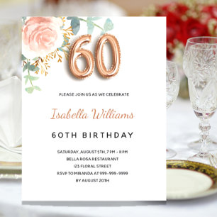 Budget 60th birthday floral rose gold eucalyptus