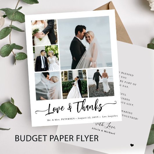 Budget 6 Foto Collage Liebe und dank Hochzeit Flyer