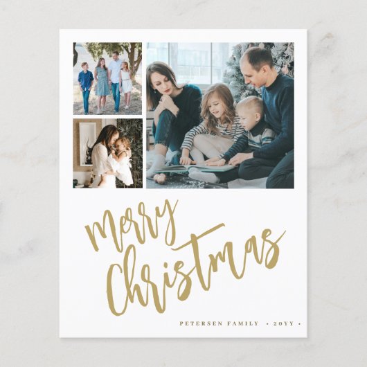 Budget 6 Foto Gold Frohe Weihnachtskarte (Vorderseite)