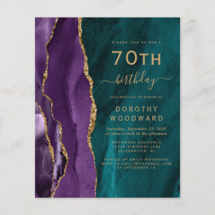 Budget 70. Geburtstag Lila Gold Türkis Achat-Einla