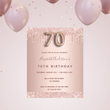 Budget 70. Geburtstag rose-gold glänzende Einladun