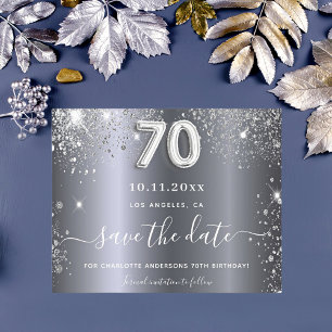 Budget 70. Geburtstag Silber Glitzer Save the Date