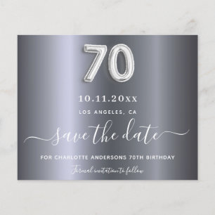 Budget 70. Geburtstag Silbermetall Save the Date