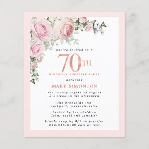 Budget 70. Überraschung Geburtstag Pink Floral Ein