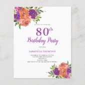 Budget 80. Geburtstag Lila Blumenlähmung (Vorderseite)