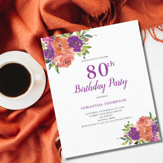 Budget 80. Geburtstag Lila Blumenlähmung