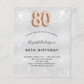 Budget 80. Geburtstag Silbergoldene Rose Einladung (Vorderseite)