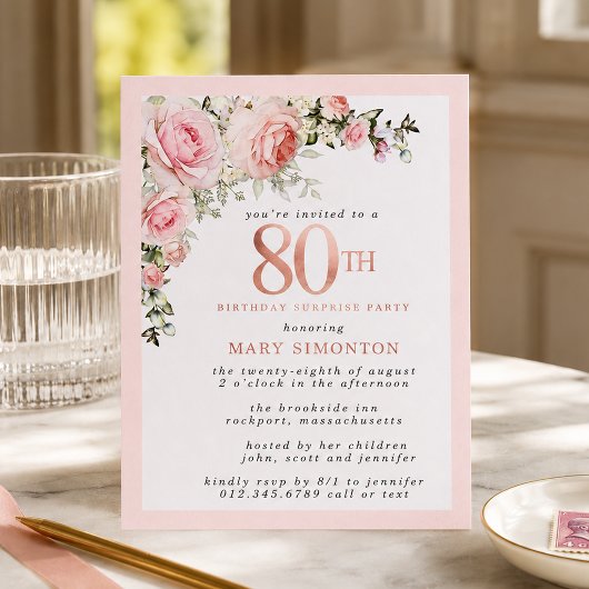 Budget 80. Geburtstag Überraschung Party Pink Flor