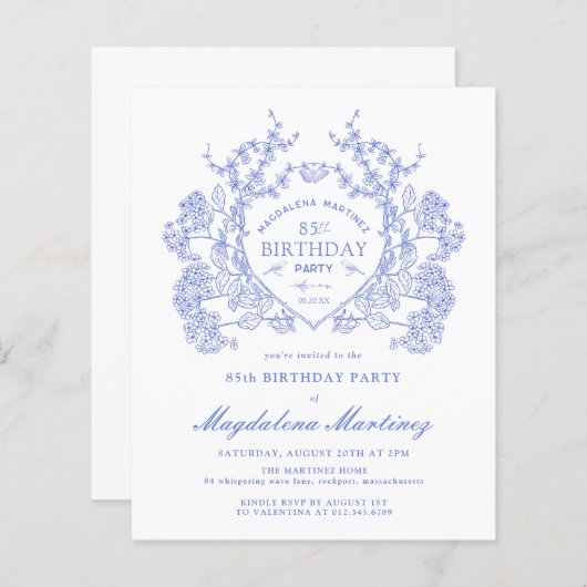 BUDGET 85. Geburtstag Blaues Wappen (Vorne/Hinten)