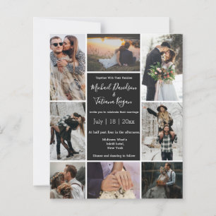 Budget 8 Fotos Collage Schwarze Hochzeit Einladung