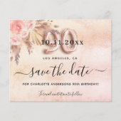 Budget 90. Geburtstag Pampas Rose Save the Date (Vorderseite)