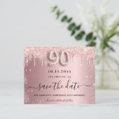 Budget 90. Geburtstag Schwarz Silber Save the Date (Stehend Vorderseite)