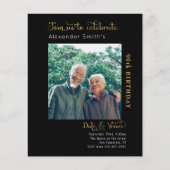 Budget 90. Geburtstag Schwarze Einladung Flyer (Vorne)