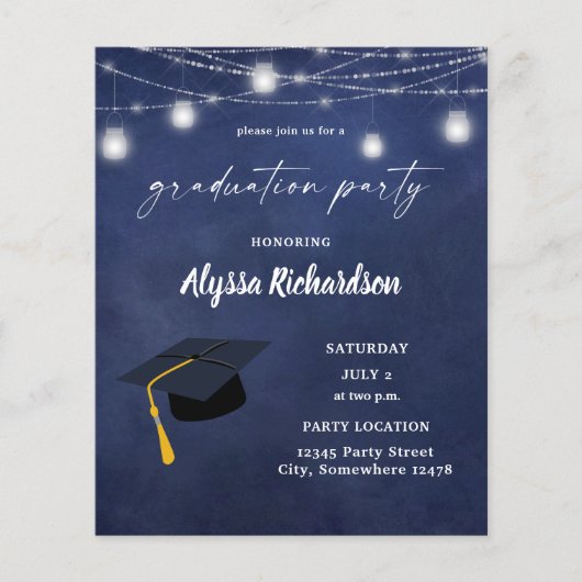 Budget Abschluss Chalkboard Party Blue Flyer (Vorne)