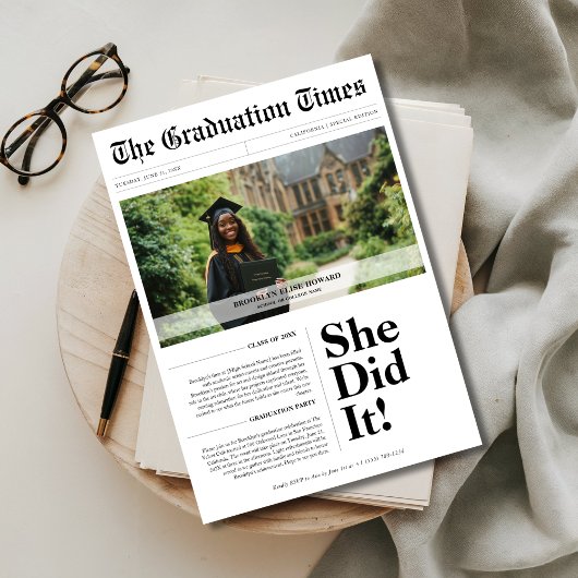 Budget Abschluss Class 2025 Newspaper Foto Einladung