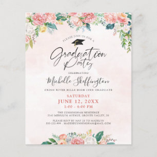Budget Abschluss Elegante Blumenschrift Einladung