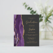 Budget Abschluss Foto Lila Gold Agate Einladung (Stehend Vorderseite)