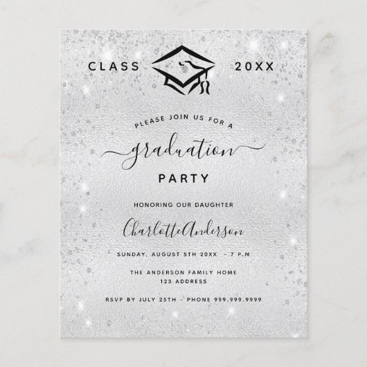 Budget Abschluss Silber Glitzer modern (Vorderseite)