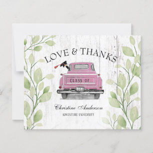Budget Abschluss Vintag Pink Truck Liebe Dank