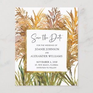 Budget Abstract Pampas Gras Hochzeit Save the Date