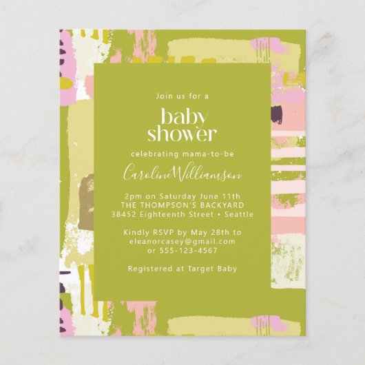 Budget Abstrakt Art Lime Green Niedlich Baby Dusch (Vorderseite)