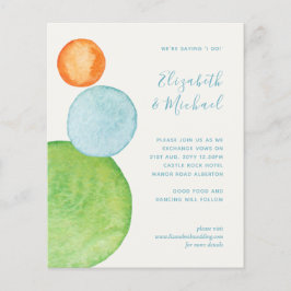 Budget Abstrakt Green Coral Aqua Wedding Einladung
