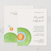 Budget Abstrakt Green Coral Aqua Wedding Einladung (Vorne/Hinten)