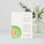 Budget Abstrakt Green Coral Aqua Wedding Einladung (Stehend Vorderseite)