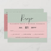 BUDGET Abstrakt Sage Blush Pink Script Hochzeitszi Postkarte (Vorne/Hinten)