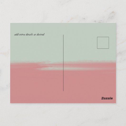 BUDGET Abstrakt Sage Blush Pink Script Hochzeitszi Postkarte (Rückseite)