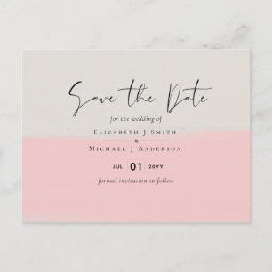 BUDGET Abstrakt Sage Blush Pink Script Hochzeitszi Postkarte