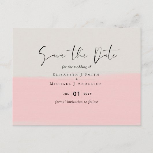 BUDGET Abstrakt Sage Blush Pink Script Hochzeitszi Postkarte (Vorderseite)