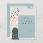 Budget Abstrakte Formen Pastel Gray Wedite Einladu (Vorne/Hinten)