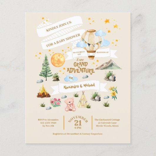 Budget Adventure Baby Duwer Wasserfarben Bäume Flyer (Vorne)